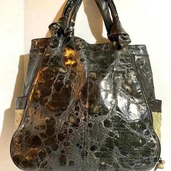 Vintage reign black & sparkling snake print handbag - Picture 3 of 13